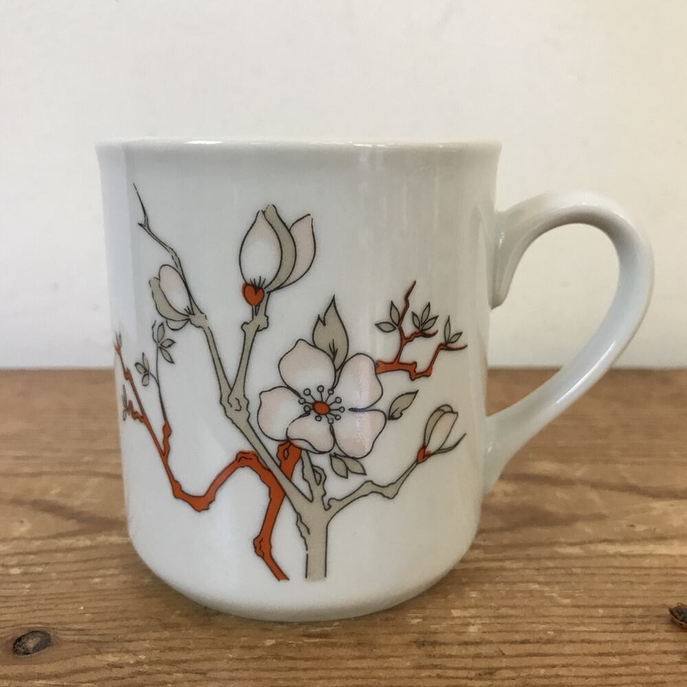 Vintage Schmidt Brasil Porcelana Porcelain Cherry Blossom Flower Coffee Mug